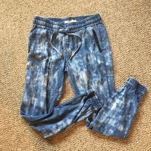 Blue Chambray Acid Wash Tie Dye Jogger Pants